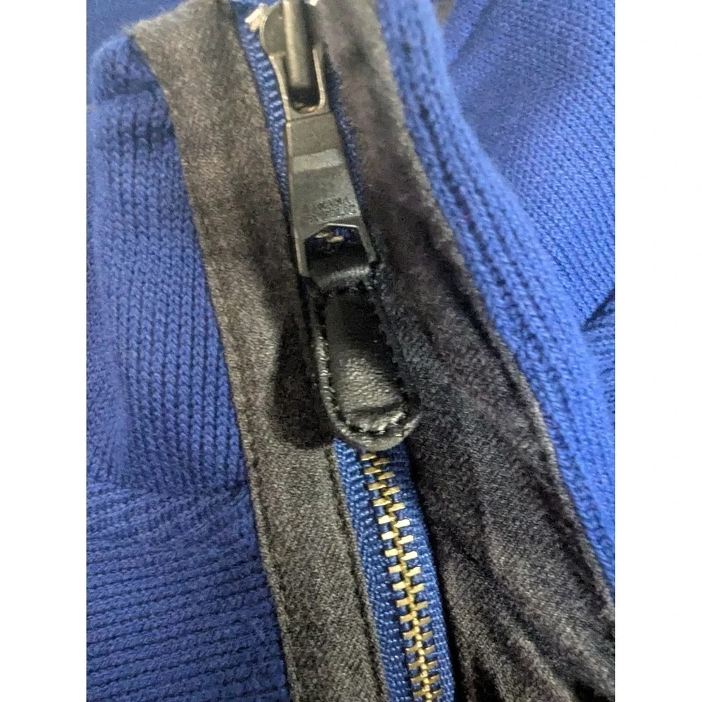Banana Republic Men's L Half Zip Pullover Sweater Military Blue Elbow Patches